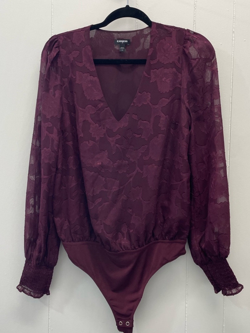 Express | Womens | Plum Lace-Overlay Bodysuit | M